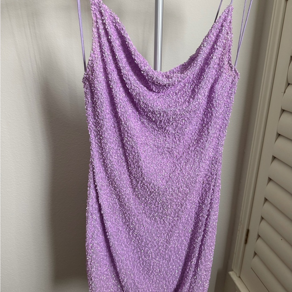 Alice + Olivia Sequin Lilac Dress